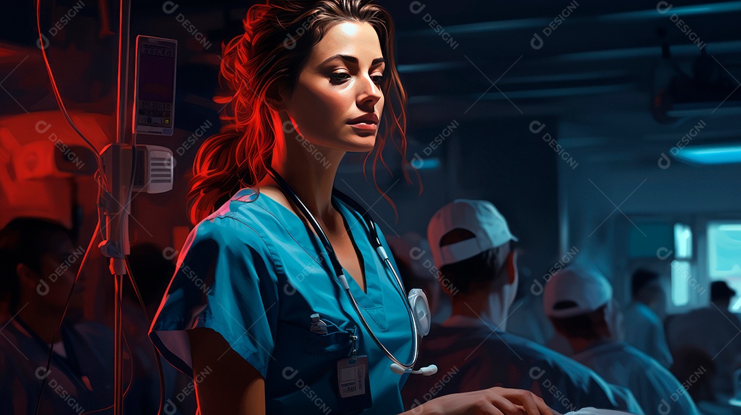 Dia Internacional da Enfermeira, 12 de maio, IA generativa estilo aquarela.