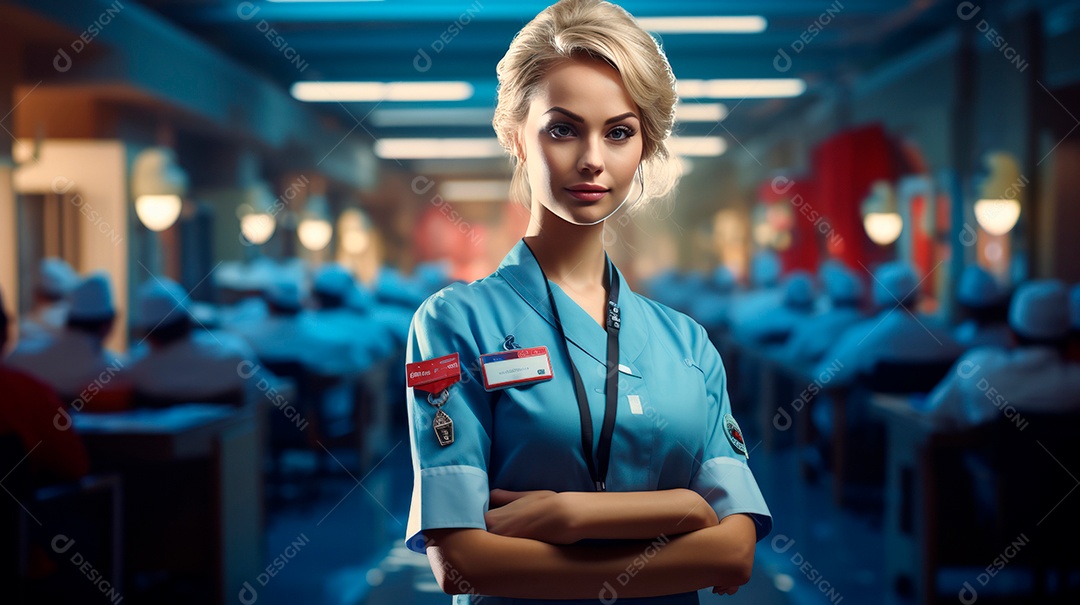 Dia Internacional da Enfermeira, 12 de maio, IA generativa estilo aquarela.