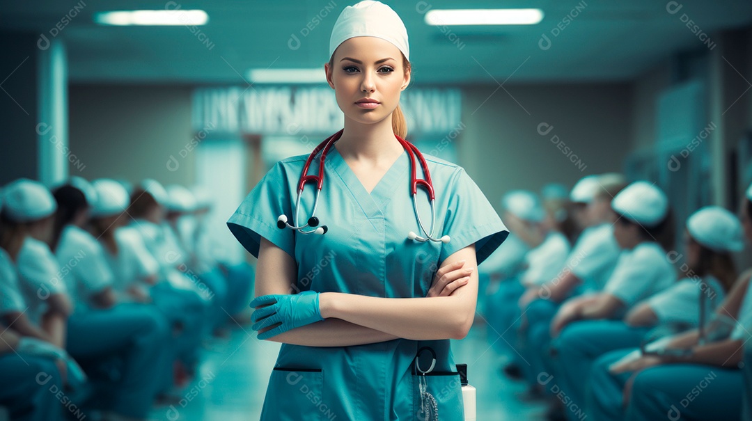 Dia Internacional da Enfermeira, 12 de maio, IA generativa estilo aquarela.