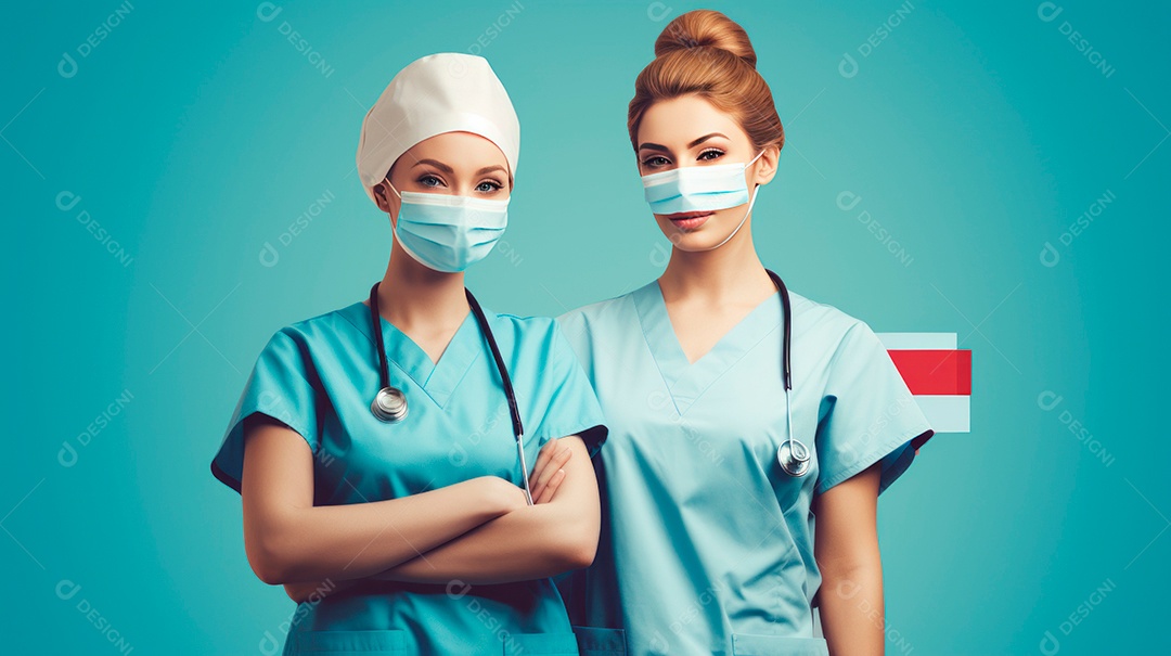 Dia Internacional da Enfermeira, 12 de maio, IA generativa estilo aquarela.