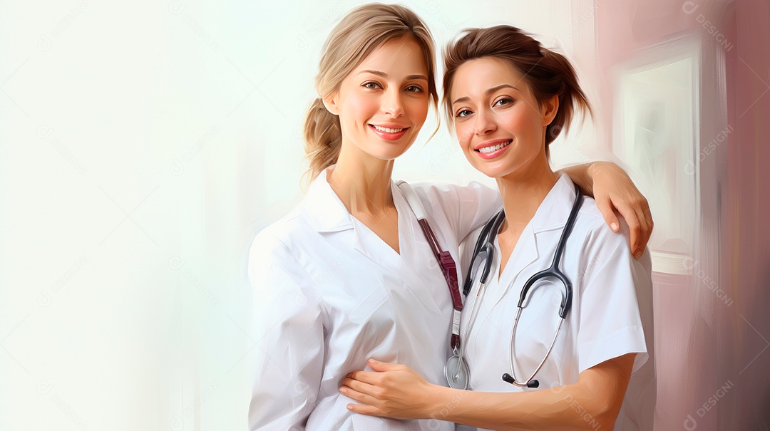 Dia Internacional da Enfermeira, 12 de maio, IA generativa estilo aquarela.