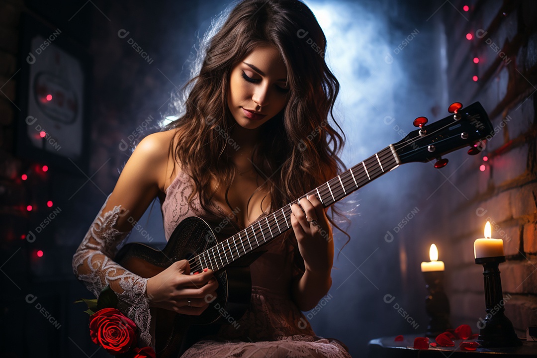 Garota dos sonhos sobre fundo minimalista