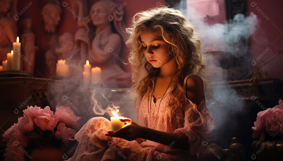 Garota dos sonhos sobre fundo minimalista