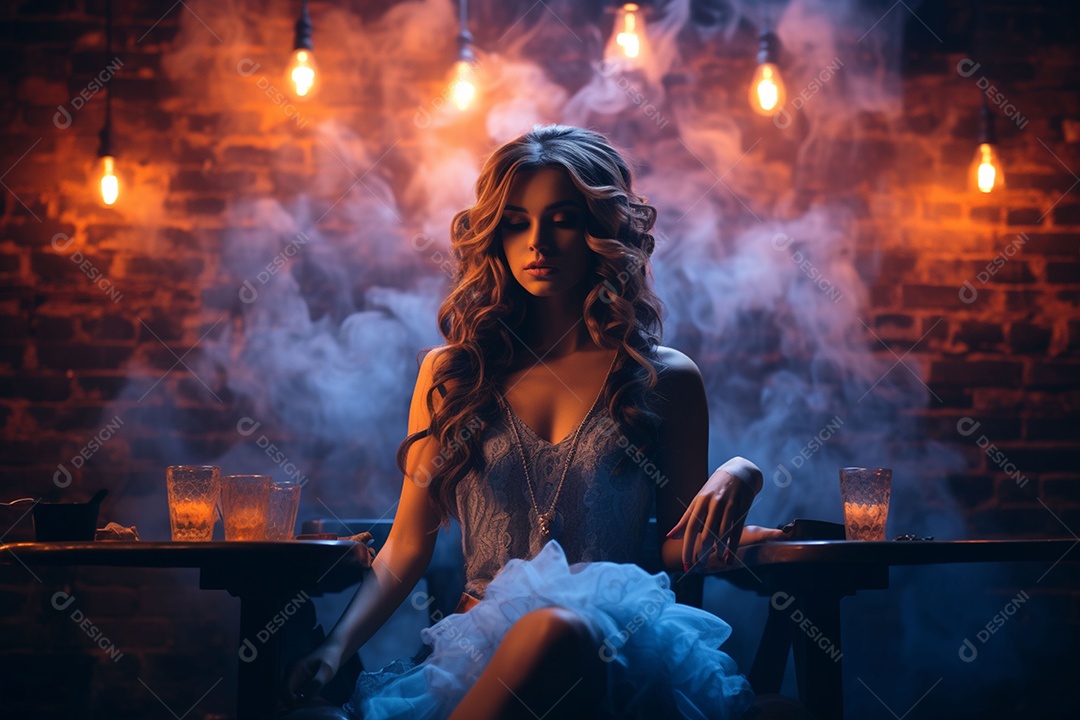 Garota dos sonhos sobre fundo minimalista