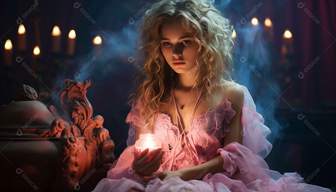 Garota dos sonhos sobre fundo minimalista