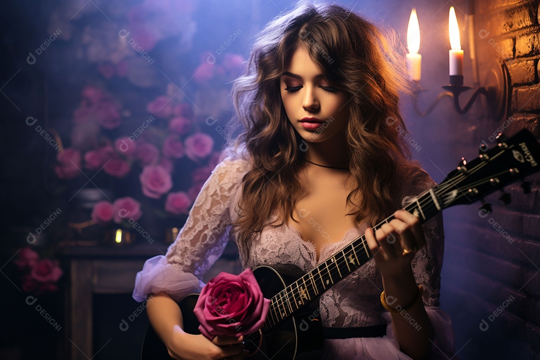 Garota dos sonhos sobre fundo minimalista