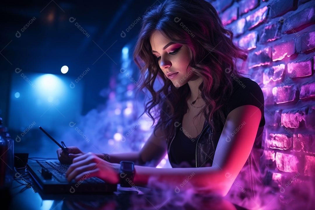 Garota dos sonhos sobre fundo minimalista