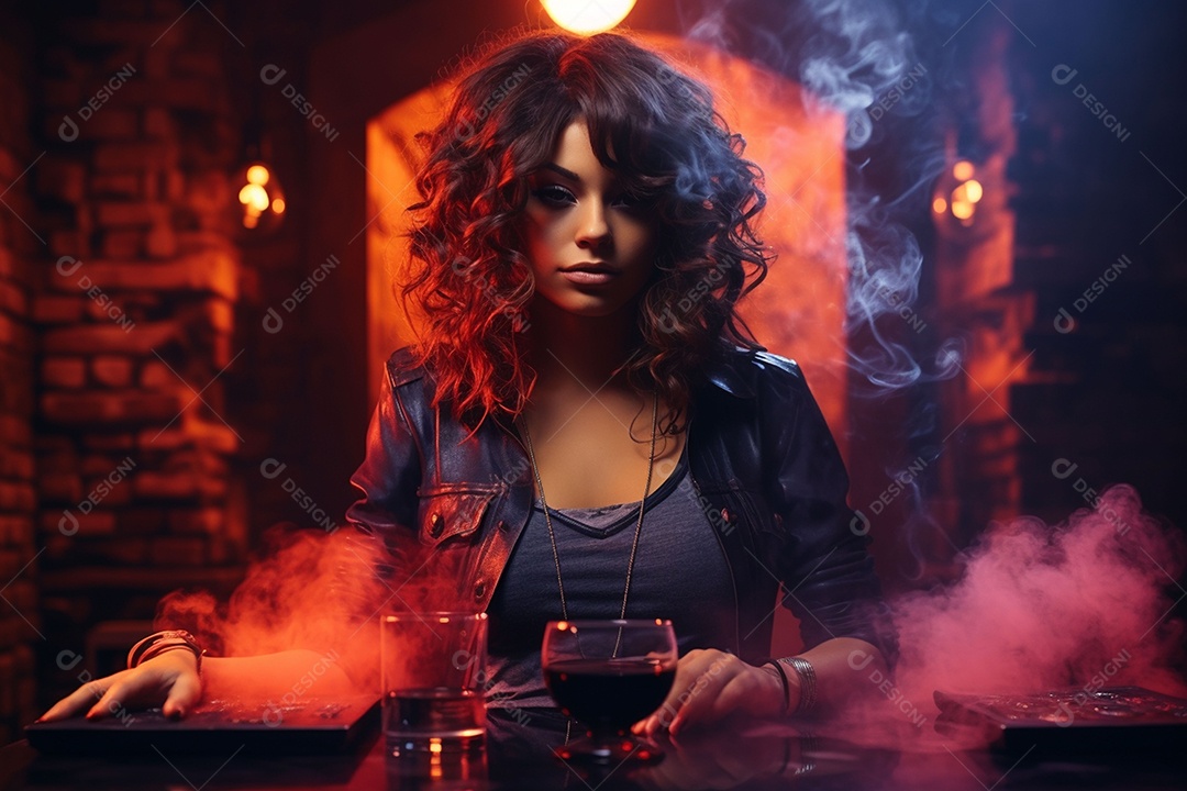 Garota dos sonhos sobre fundo minimalista