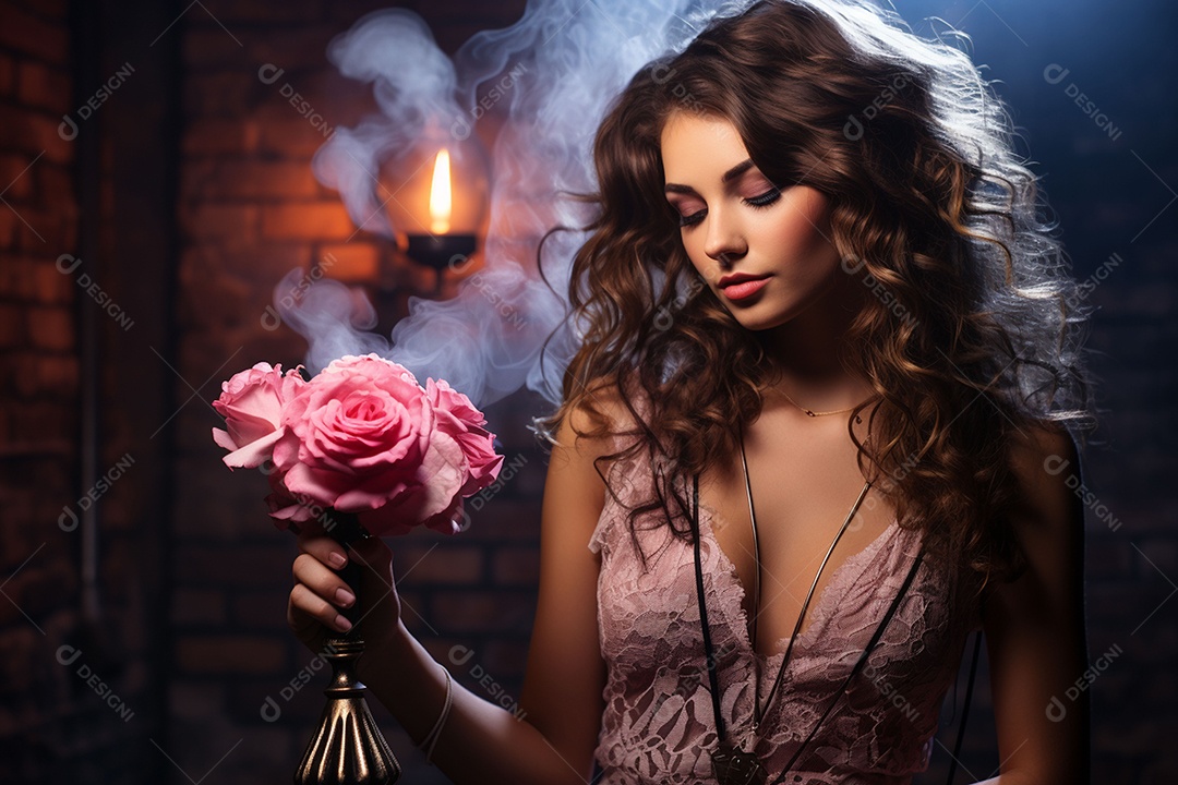 Garota dos sonhos sobre fundo minimalista