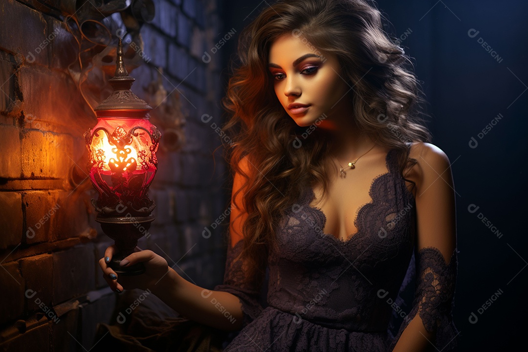 Garota dos sonhos sobre fundo minimalista