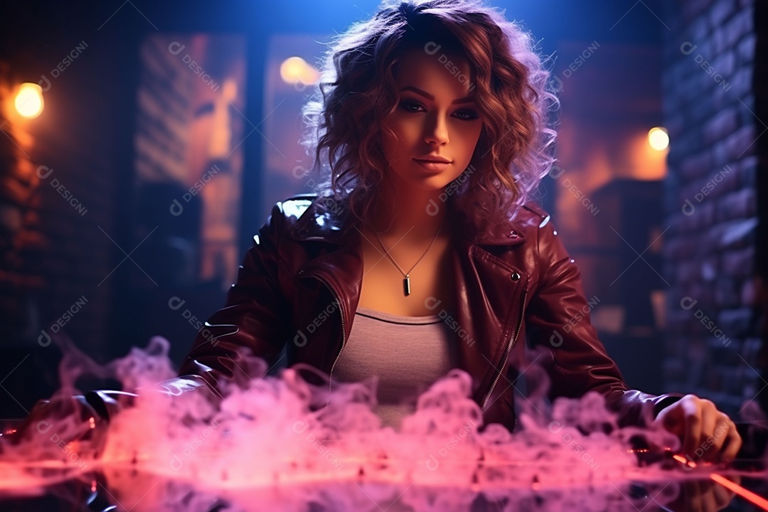 Garota dos sonhos sobre fundo minimalista