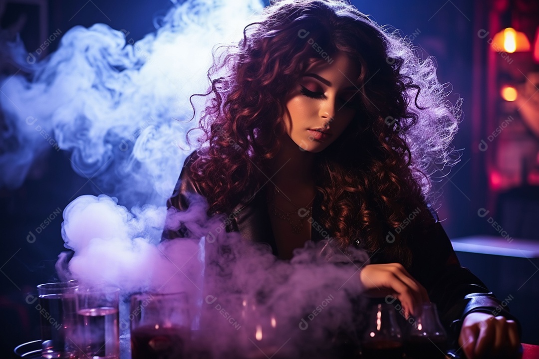 Garota dos sonhos sobre fundo minimalista