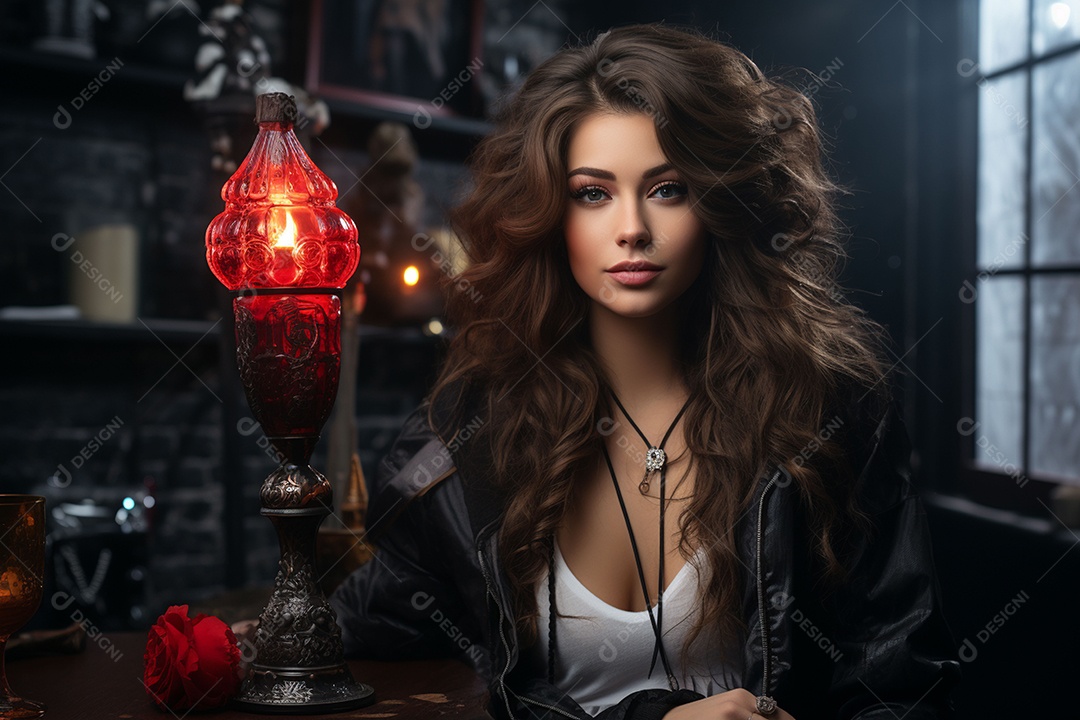 Garota dos sonhos sobre fundo minimalista