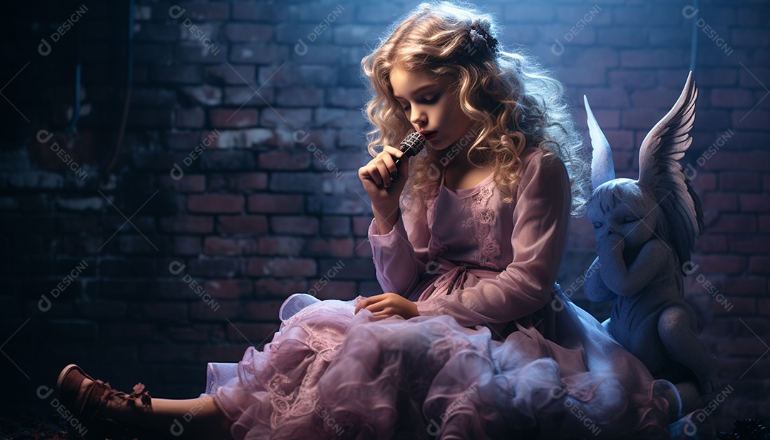 Garota dos sonhos sobre fundo minimalista