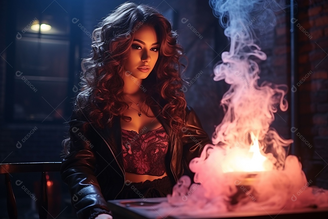 Garota dos sonhos sobre fundo minimalista