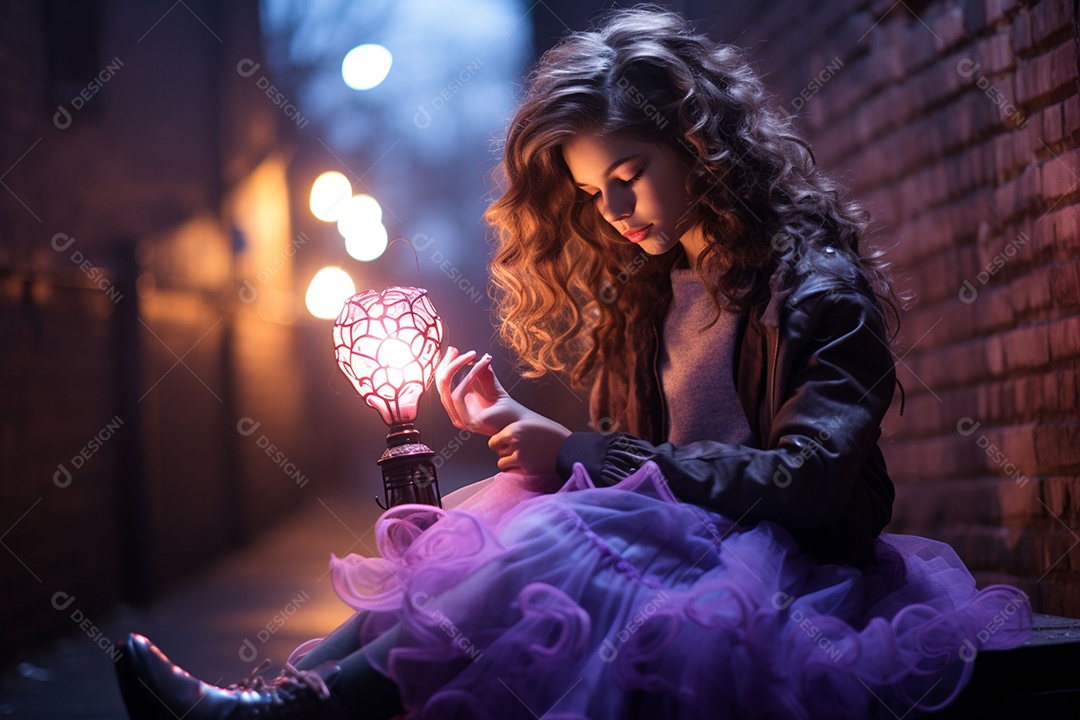 Garota dos sonhos sobre fundo minimalista