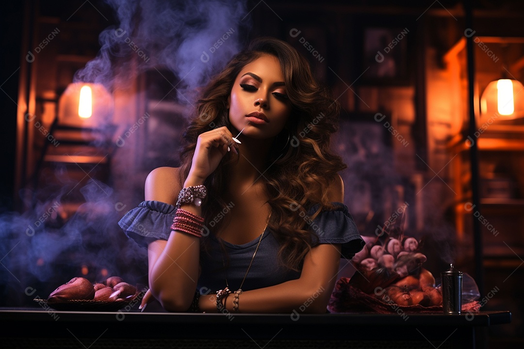 Garota dos sonhos sobre fundo minimalista