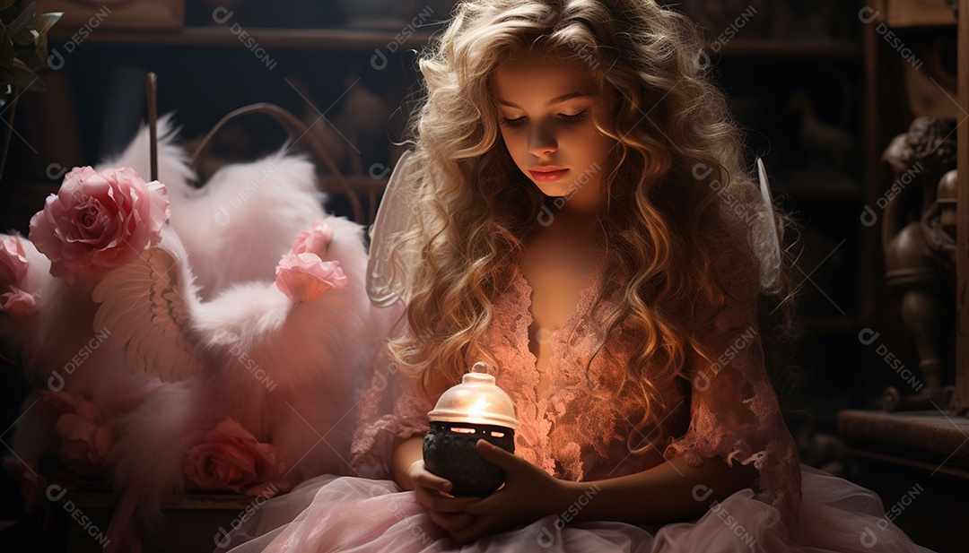 Garota dos sonhos sobre fundo minimalista