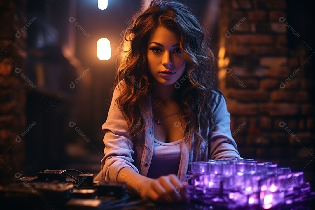 Garota dos sonhos sobre fundo minimalista