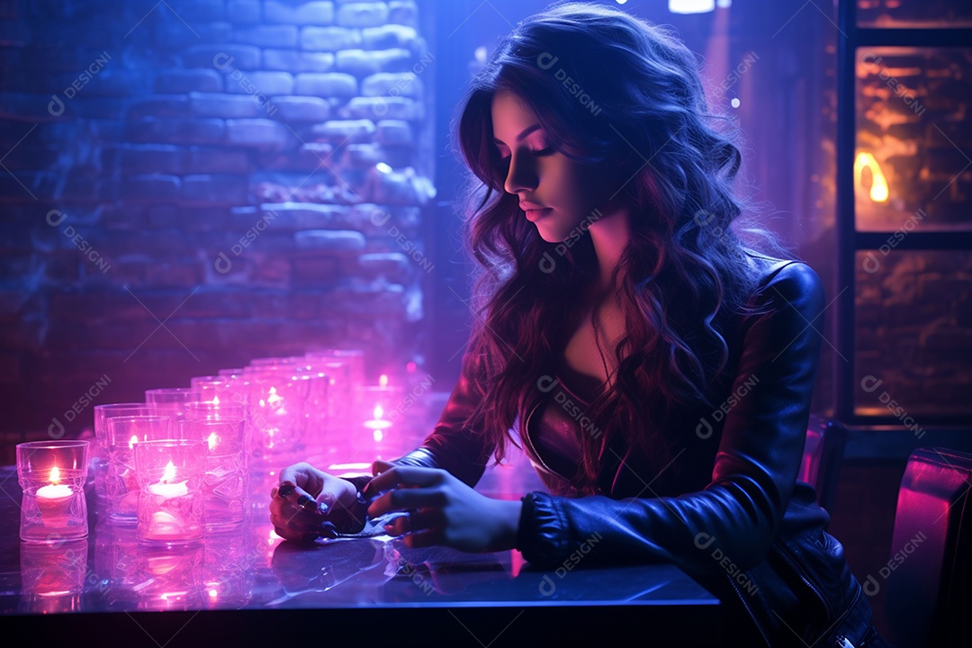 Garota dos sonhos sobre fundo minimalista