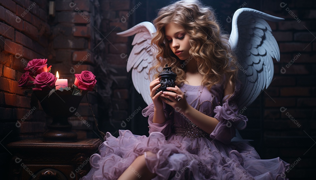 Garota dos sonhos sobre fundo minimalista