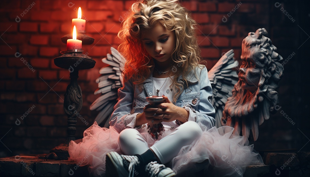 Garota dos sonhos sobre fundo minimalista