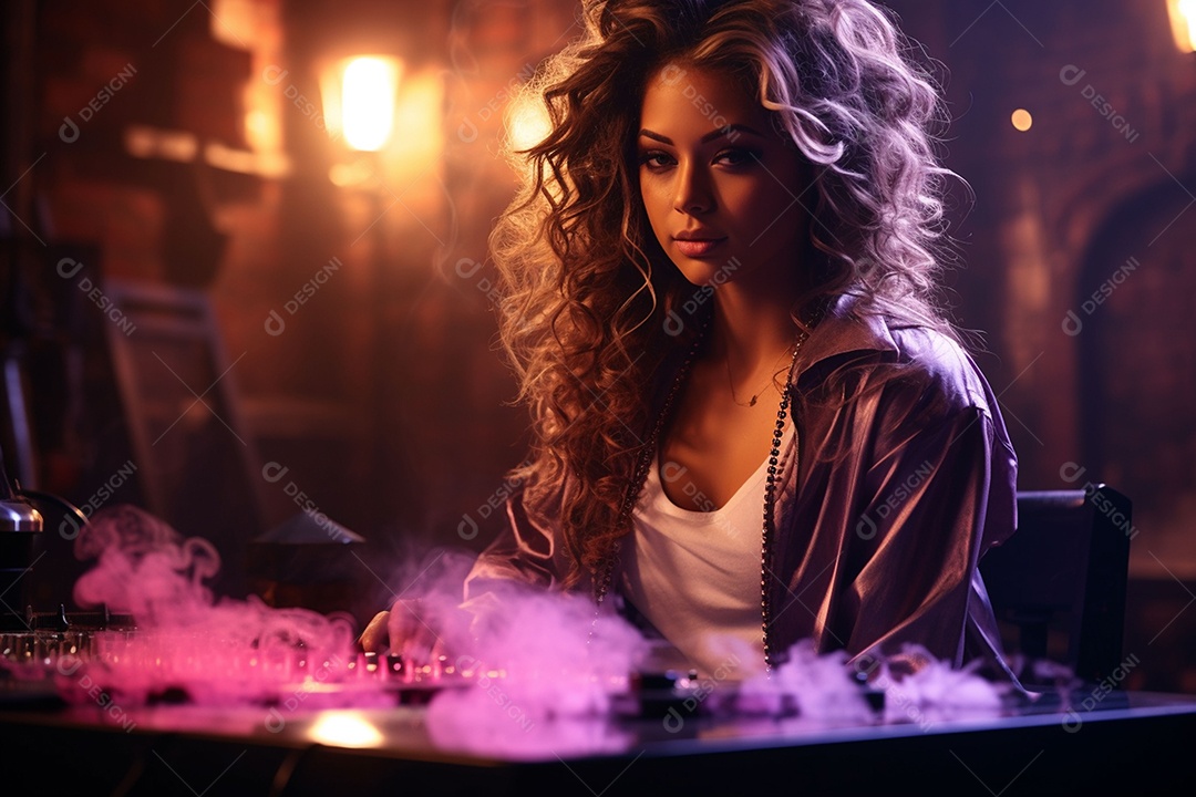 Garota dos sonhos sobre fundo minimalista