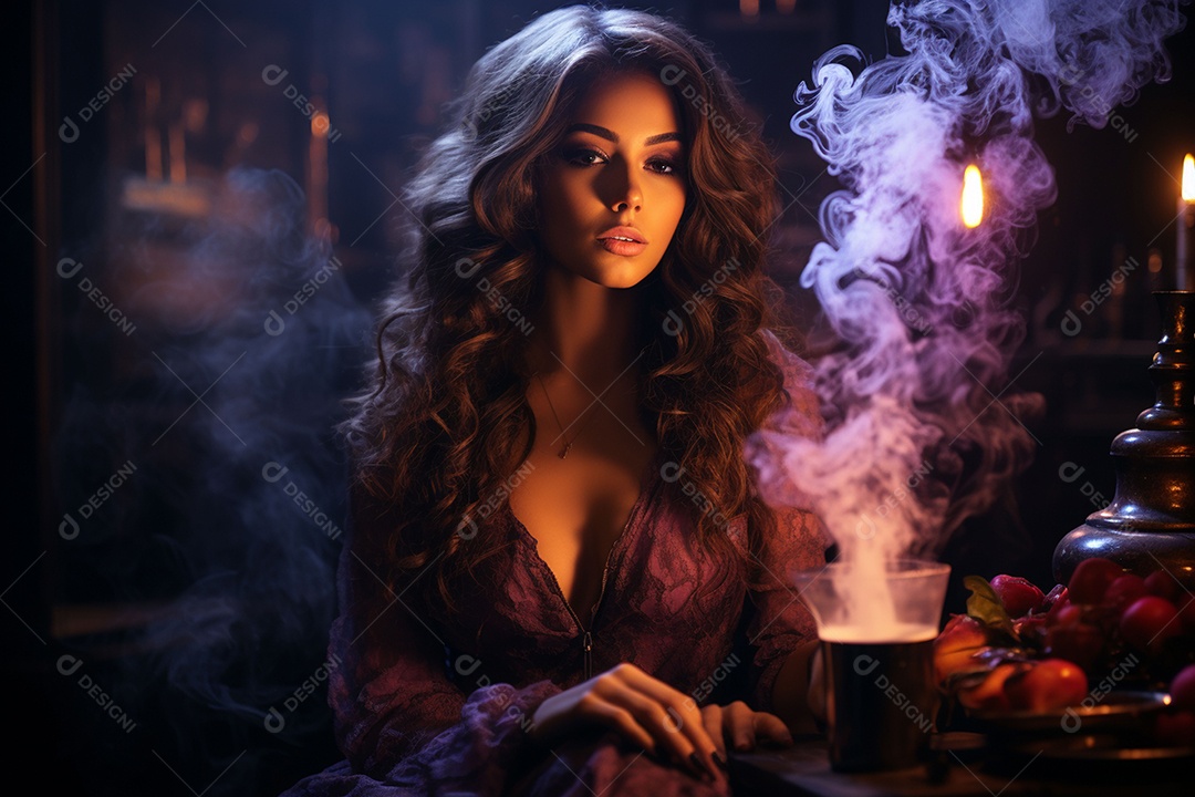 Garota dos sonhos sobre fundo minimalista