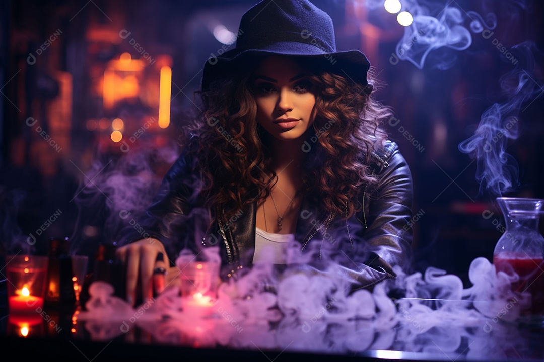 Garota dos sonhos sobre fundo minimalista