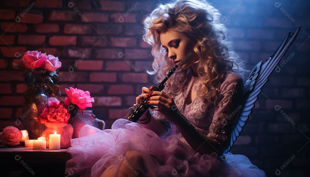 Garota dos sonhos sobre fundo minimalista