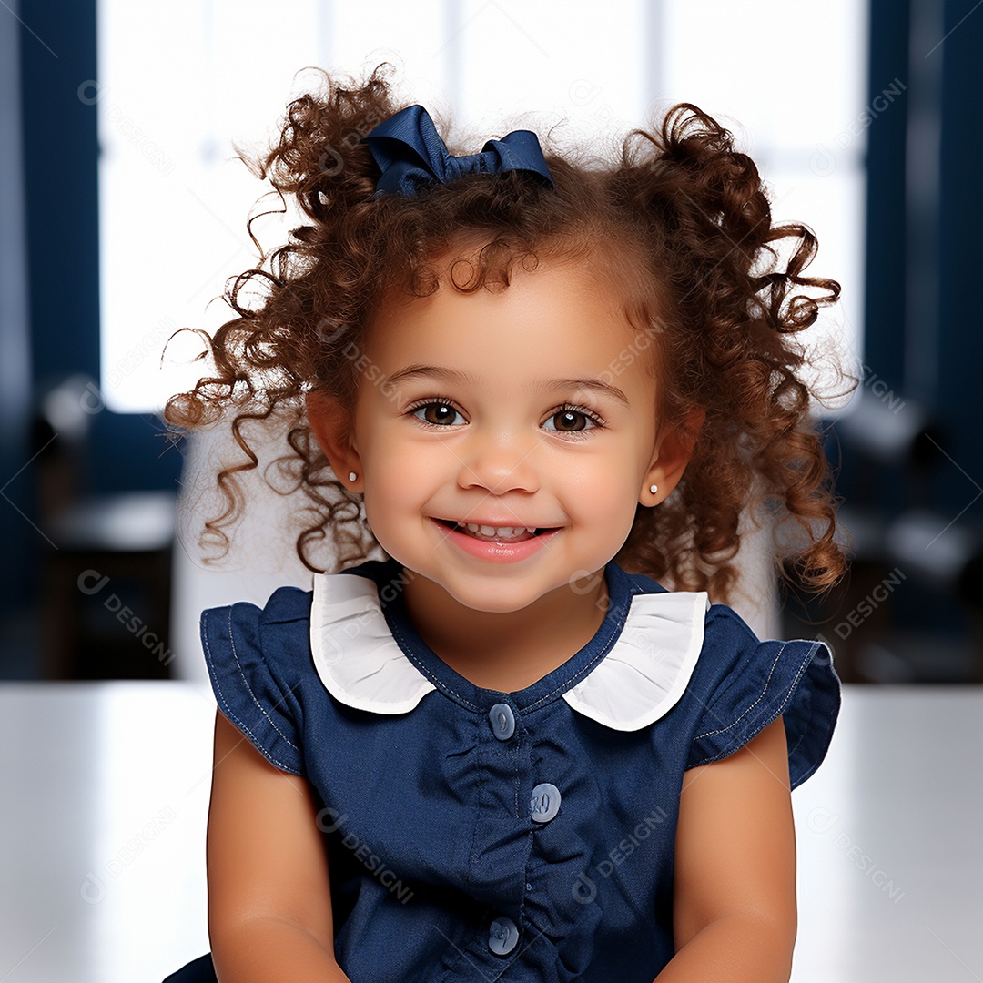 Uma linda garotinha sorridente sobre fundo desfocado