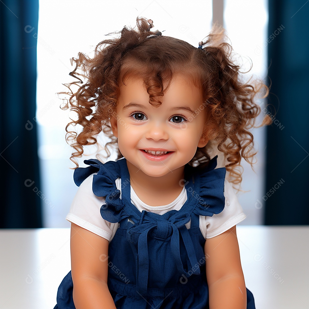 Uma linda garotinha sorridente sobre fundo desfocado