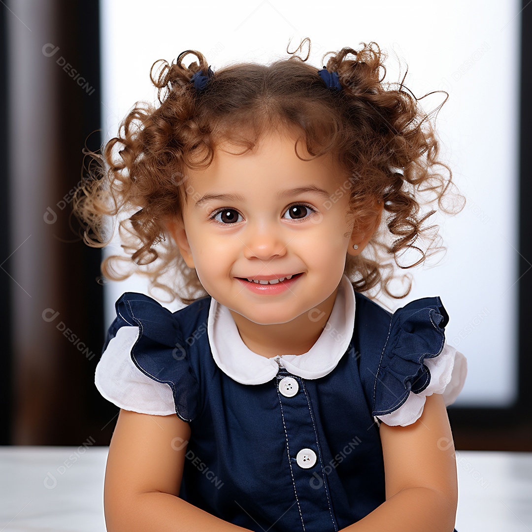 Uma linda garotinha sorridente sobre fundo desfocado