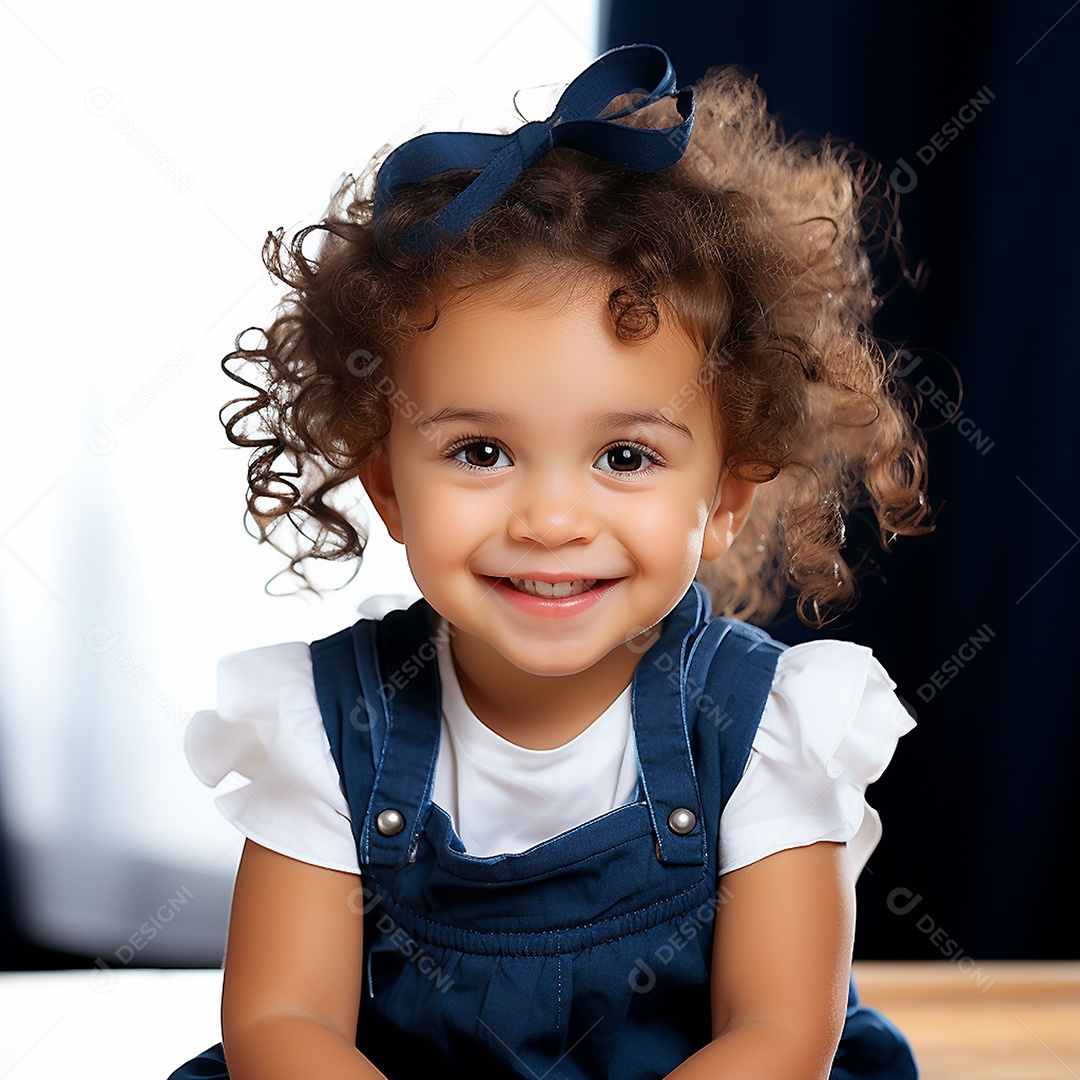 Uma linda garotinha sorridente sobre fundo desfocado