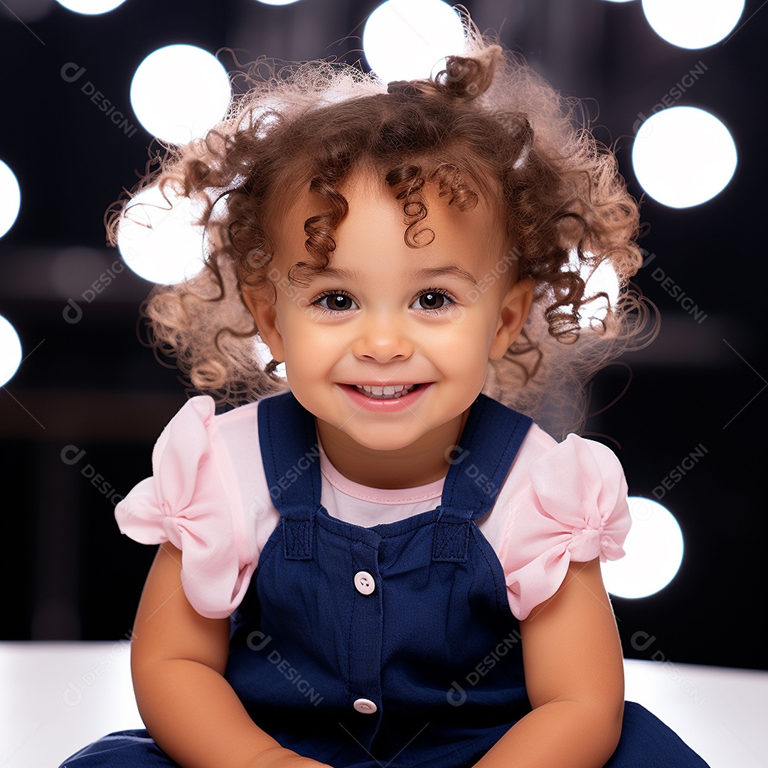 Uma linda garotinha sorridente sobre fundo desfocado