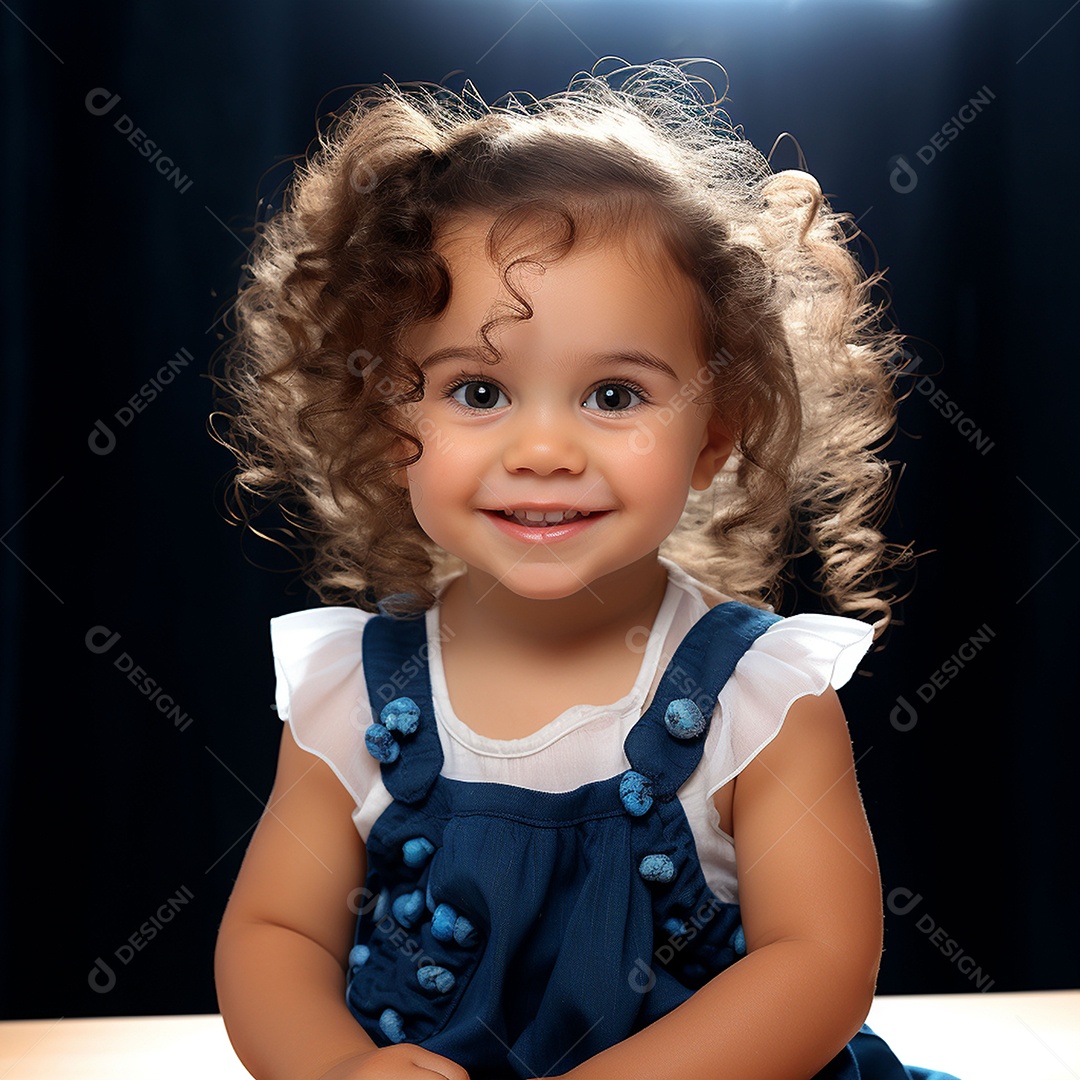 Uma linda garotinha sorridente sobre fundo desfocado