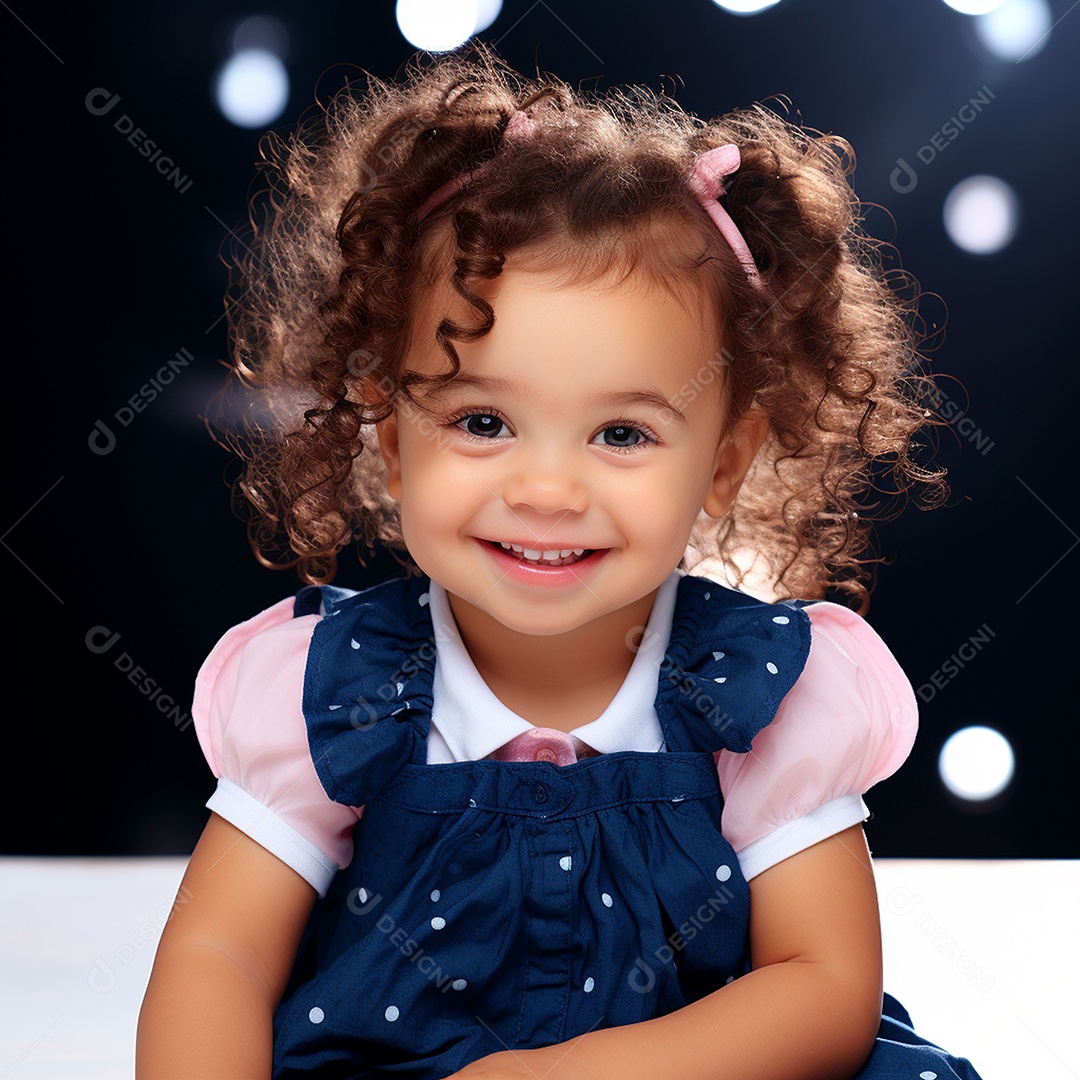 Uma linda garotinha sorridente sobre fundo desfocado