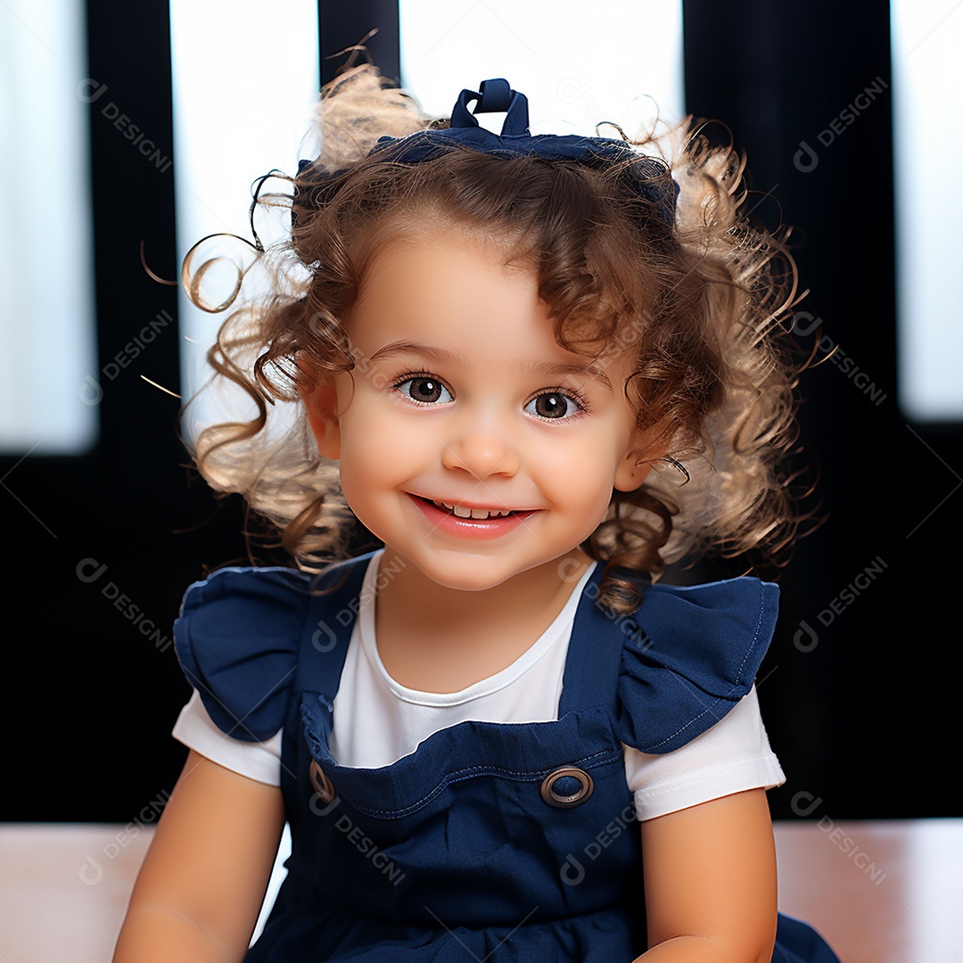 Uma linda garotinha sorridente sobre fundo desfocado