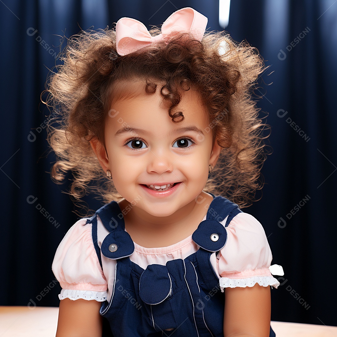 Uma linda garotinha sorridente sobre fundo desfocado