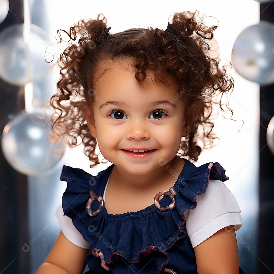 Uma linda garotinha sorridente sobre fundo desfocado