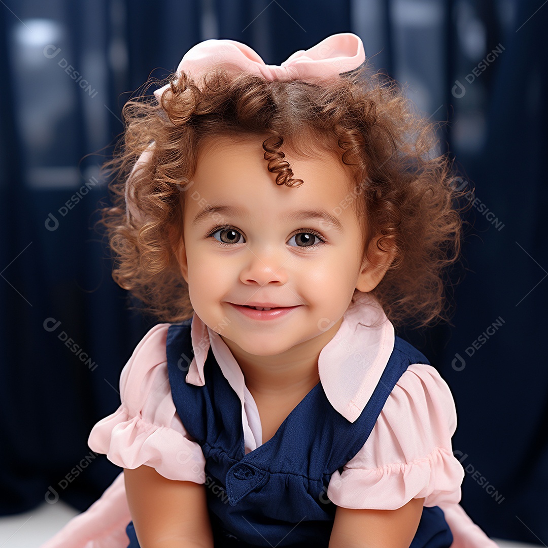 Uma linda garotinha sorridente sobre fundo desfocado