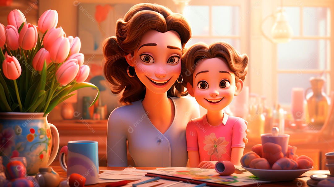 Dia das Mães, a comemoração mais merecida 12 de maio Estilo aquarela Generative AI.