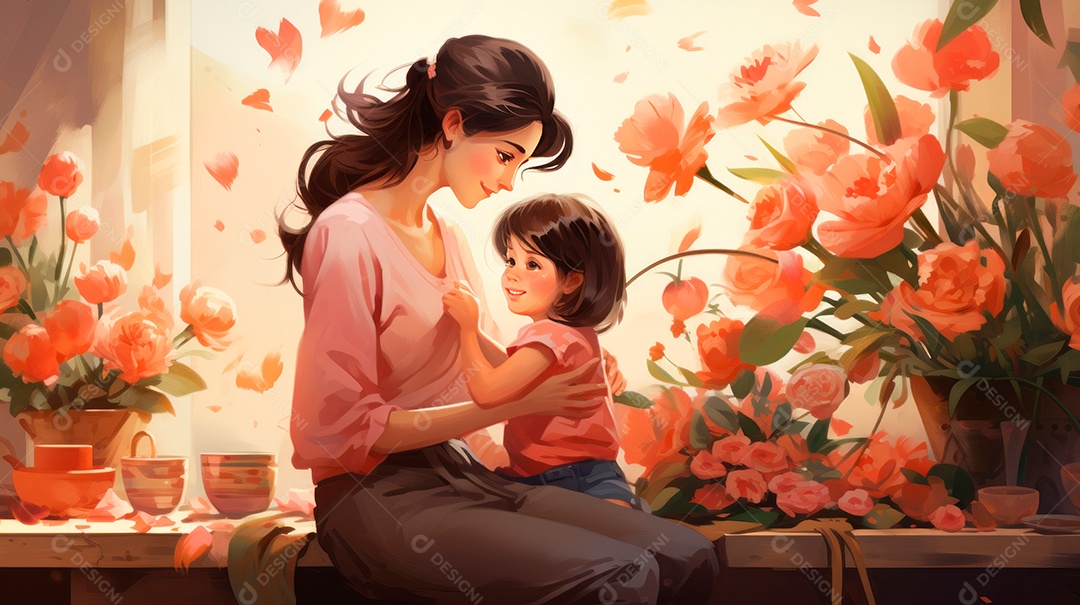 Dia das Mães, a comemoração mais merecida 12 de maio Estilo aquarela Generative AI.