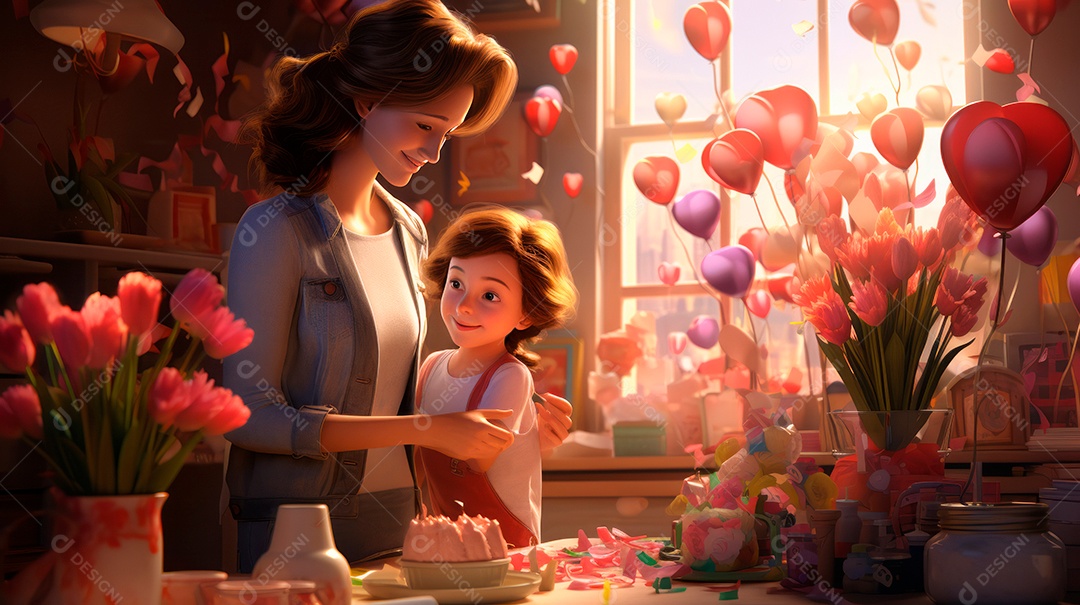 Dia das Mães, a comemoração mais merecida 12 de maio Estilo aquarela Generative AI.