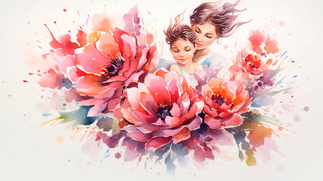 Dia das Mães, a comemoração mais merecida 12 de maio Estilo aquarela Generative AI.