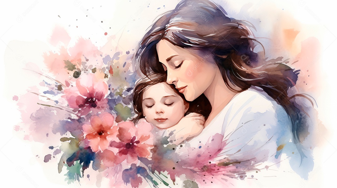 Dia das Mães, a comemoração mais merecida 12 de maio Estilo aquarela Generative AI.