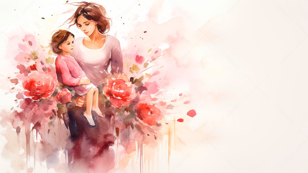 Dia das Mães, a comemoração mais merecida 12 de maio Estilo aquarela Generative AI.