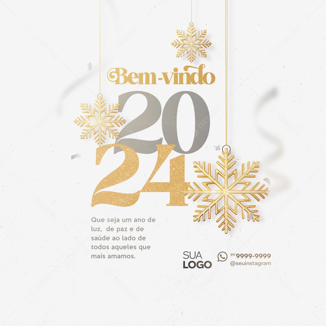 Social Media Ano De Luz Paz e Saúde Bem Vindo 2024 PSD Editável