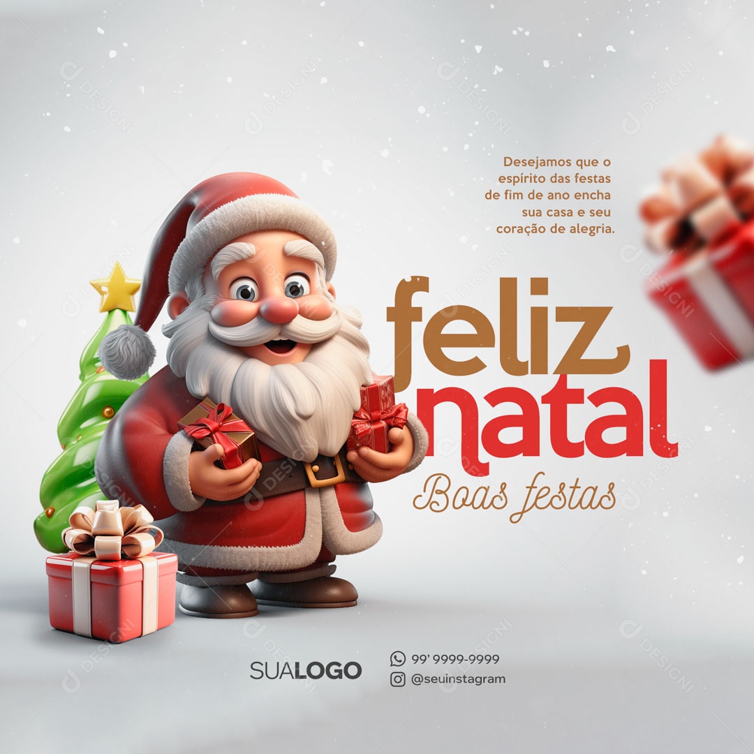 Social Media Feliz Natal Boas Festas Coração De Alegria PSD Editável