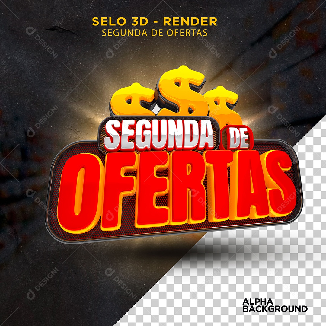 Segunda de Ofertas Selo 3D Branco Vermelho para Composição PSD
